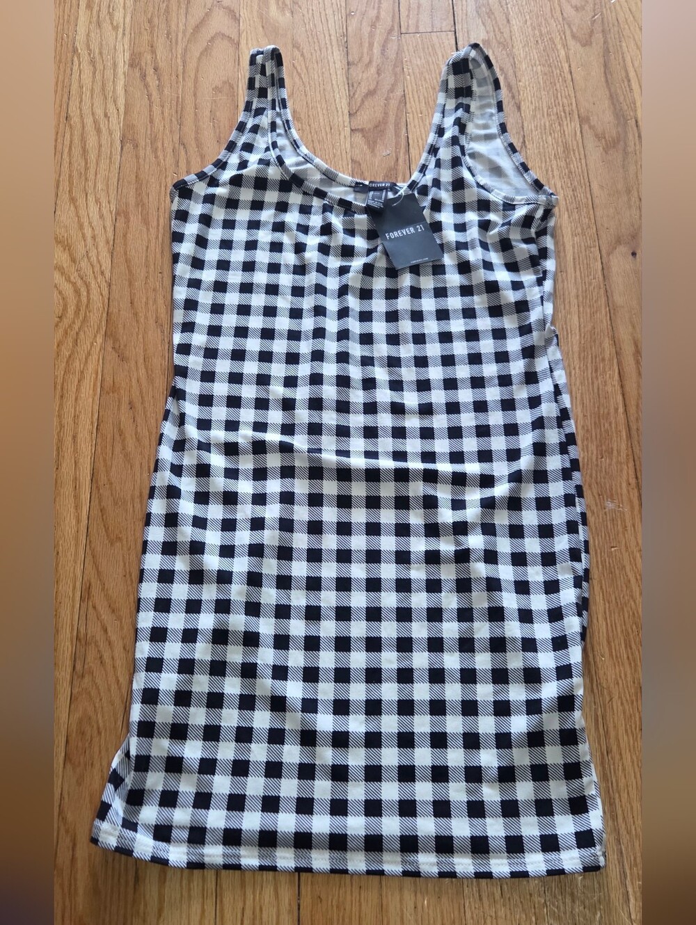 NWT Forever 21 Black and White Gingham Mini Dress Size M